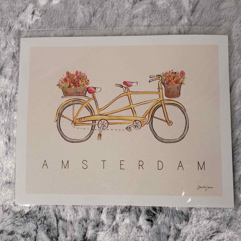 Sarah Jane Studios Amsterdam Bicycle Art Print 8x10 Nursery Wall Decor #295 NEW - Picture 1 of 4